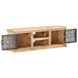 Berkfield Home TV Cabinet with Steel Doors 120x30x40cm Solid Mango Wood in Black - Size: 120 x 30 x 40 cm - thumbnail 2