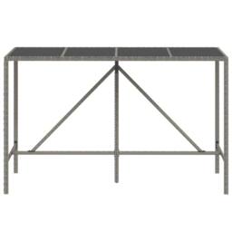 Berkfield Home Bar Table with Glass Top Grey 180x70x110 cm Poly Rattan - Size: 180 x 70 x 110 cm - thumbnail 3