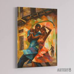 "Artery8 Salsa Cuban Street Dance Colourful Canvas Wall Art Print - Size: W18"" x H24""" - thumbnail 2