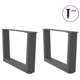 Berkfield Home Dining Table Legs V-Shape 2 pcs Anthracite 60x(30-31.3) cm Steel in Dark Grey - thumbnail 3
