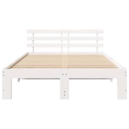 Berkfield Home White Pine Wood Bed Frame White Solid Pine wood 135 x 190 cm - thumbnail 5