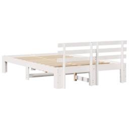 Berkfield Home White Pine Wood Bed Frame White Solid Pine wood 135 x 190 cm - thumbnail 7