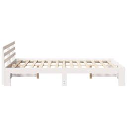 Berkfield Home White Pine Wood Bed Frame White Solid Pine wood 135 x 190 cm - thumbnail 6