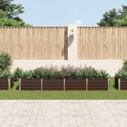 Berkfield Home Garden Raised Bed Brown 320x80x45 cm Galvanised Steel - Size: 320 x 80 x 45 cm