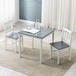 MCC Direct Solid Wooden Kitchen Dining Table & 2 Chairs in Grey - thumbnail 2