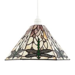 Happy Homewares Green Dragonfly Tiffany Glass Pendant Light Shade with Hexagonal Shape - thumbnail 2