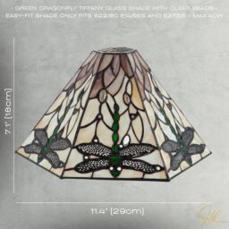 Happy Homewares Green Dragonfly Tiffany Glass Pendant Light Shade with Hexagonal Shape - thumbnail 7