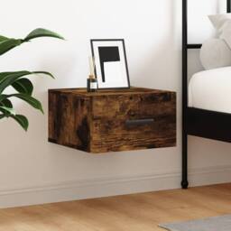 Berkfield Home Wall-mounted Bedside Cabinet Smoked Oak 35x35x20 cm in Brown - Size: 35 x 35 x 20 cm - thumbnail 2