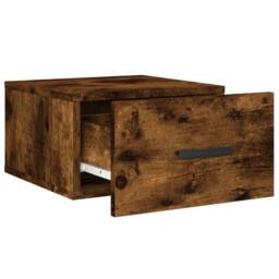 Berkfield Home Wall-mounted Bedside Cabinet Smoked Oak 35x35x20 cm in Brown - Size: 35 x 35 x 20 cm - thumbnail 6