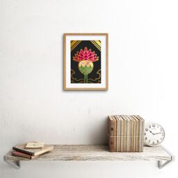 "Artery8 Wall Art Print Gold Edge Scottish Thistle Flower Scotland Framed Art in Beige - Size: W7"" x H9""" - thumbnail 2