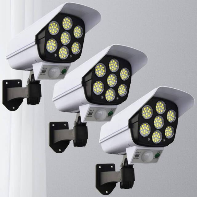 Ventryn 3Pcs Solar LED Motion Sensor Security Lights Outdoor Garden in White - image 1