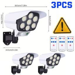Ventryn 3Pcs Solar LED Motion Sensor Security Lights Outdoor Garden in White - thumbnail 2