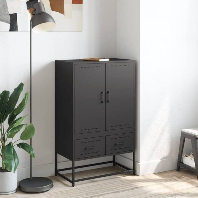 Berkfield Home Highboard Black 68x39x111.5 cm Steel - image 1
