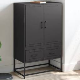 Berkfield Home Highboard Black 68x39x111.5 cm Steel - thumbnail 2