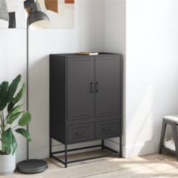Berkfield Home Highboard Black 68x39x111.5 cm Steel - thumbnail 1