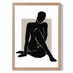 ARTZE Matisse Nude Beige & Black Framed Print SIZE: A3 with Oak Frame - Size: A4 - thumbnail 1