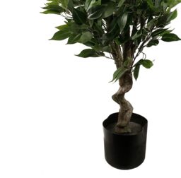Leaf 110cm Artificial Evergreen Twist Ficus Tree Gold Planter in Green - thumbnail 4