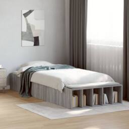 Berkfield Home Modern Bed Frame without Mattress Grey Sonoma 90x190 cm Single - thumbnail 2