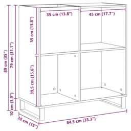 Berkfield Home Record Cabinet Black Oak 84.5x38x90 cm Engineered Wood - thumbnail 9