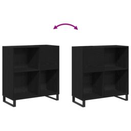 Berkfield Home Record Cabinet Black Oak 84.5x38x90 cm Engineered Wood - thumbnail 8