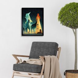 "Artery8 Wall Art Print Kelpies Dream Falkirk Art Framed in Black - Size: W12"" x H16""" - thumbnail 2