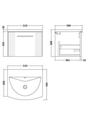 Balterley Wall Hung 1 Drawer Vanity Unit - Curved Basin 500mm, Satin Dark Grey - thumbnail 7