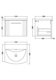 Balterley Wall Hung 1 Drawer Vanity Unit - Curved Basin 500mm, Satin Dark Grey - thumbnail 8