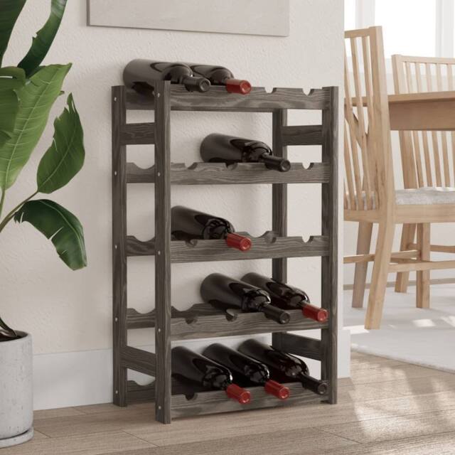 Berkfield Home Wine Rack for 20 Bottles Grey Solid Wood Pine - image 1