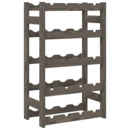 Berkfield Home Wine Rack for 20 Bottles Grey Solid Wood Pine - thumbnail 2