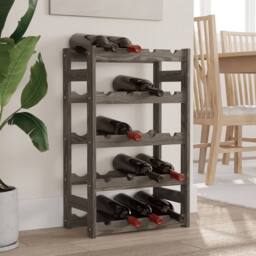 Berkfield Home Wine Rack for 20 Bottles Grey Solid Wood Pine - thumbnail 1