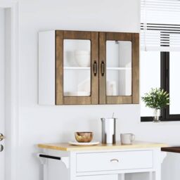 Berkfield Home Kitchen Wall Cabinet with Glass Door Lucca Smoked Oak Engineered Wood in Brown - thumbnail 3