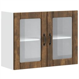 Berkfield Home Kitchen Wall Cabinet with Glass Door Lucca Smoked Oak Engineered Wood in Brown - thumbnail 2