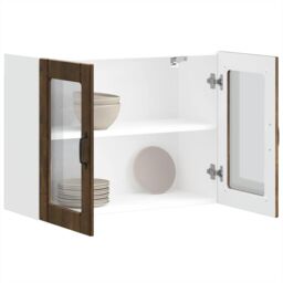 Berkfield Home Kitchen Wall Cabinet with Glass Door Lucca Smoked Oak Engineered Wood in Brown - thumbnail 1
