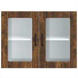 Berkfield Home Kitchen Wall Cabinet with Glass Door Lucca Smoked Oak Engineered Wood in Brown - thumbnail 6