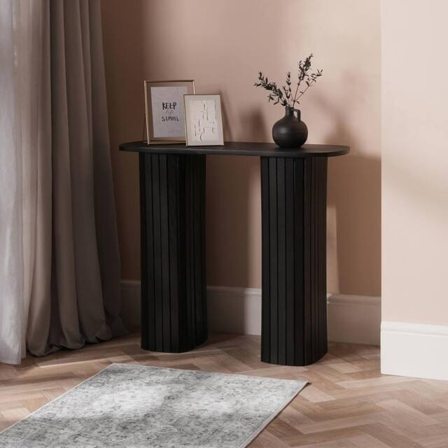 OHS Madison Console Table Ribbed Engineered Wood Entryway Display Desk in Black - image 1