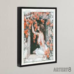"Artery8 La Vie Parisienne Magazine Cover Roses Month Framed Canvas Wall Art Print in Red - Size: W18"" x H24""" - thumbnail 2