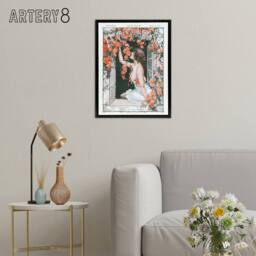 "Artery8 La Vie Parisienne Magazine Cover Roses Month Framed Canvas Wall Art Print in Red - Size: W18"" x H24""" - thumbnail 3