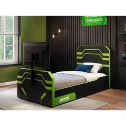 Recoil Alister Side Lift TV Ottoman Bed Black & Green - Size: Small Double