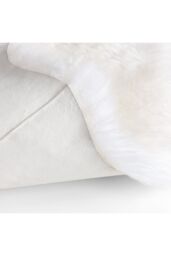 Living and Home 180x110cm White Plush Faux Wool Wave Edge Rug Window Sill & Sofa Cushion - Size: 110 cm x 180 cm - thumbnail 6