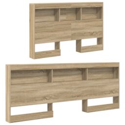 Berkfield Home Storage Headboard with Shelf Sonoma oak 120 cm Engineered wood in Brown - thumbnail 4