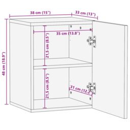 Berkfield Home Sink cabinet with Shelf Wall-mounted with Storage with Door Brown 38 x 33.5 x 48 cm - thumbnail 9
