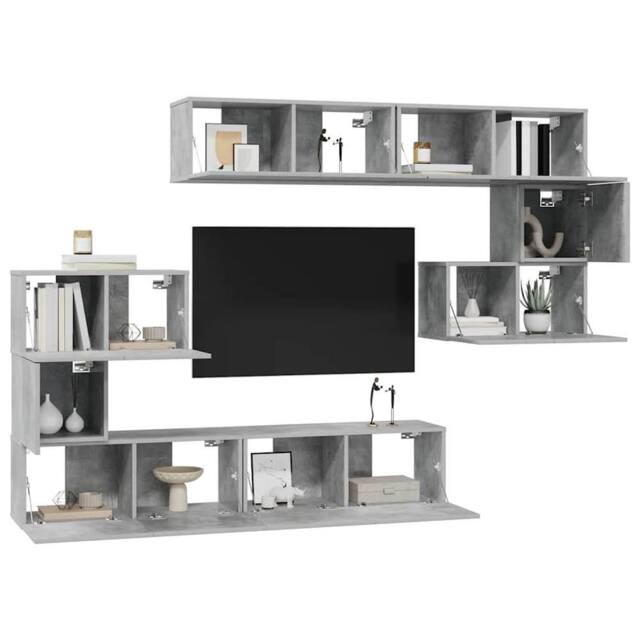 Berkfield Home Modern 8 Piece TV Cabinet Set Concrete Grey Engineered Wood - image 1