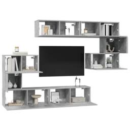 Berkfield Home Modern 8 Piece TV Cabinet Set Concrete Grey Engineered Wood - thumbnail 1