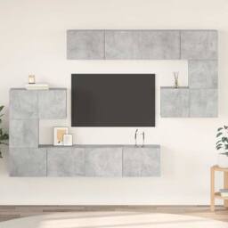 Berkfield Home Modern 8 Piece TV Cabinet Set Concrete Grey Engineered Wood - thumbnail 2