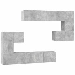Berkfield Home Modern 8 Piece TV Cabinet Set Concrete Grey Engineered Wood - thumbnail 3