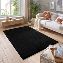 Smart Living Soft Fluffy 5cm Thick Pile Shaggy Area Rugs for Living Room, Bedroom in Black - Size: 60 cm x 110 cm - thumbnail 1