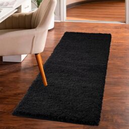 Smart Living Soft Fluffy 5cm Thick Pile Shaggy Area Rugs for Living Room, Bedroom in Black - Size: 60 cm x 110 cm - thumbnail 3