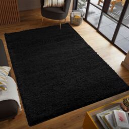 Smart Living Soft Fluffy 5cm Thick Pile Shaggy Area Rugs for Living Room, Bedroom in Black - Size: 60 cm x 110 cm - thumbnail 2