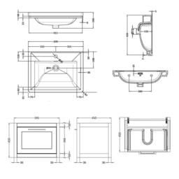 Balterley Wall Hung 1 Drawer Vanity Unit & 1TH Fireclay Basin, 600mm, Green - thumbnail 8