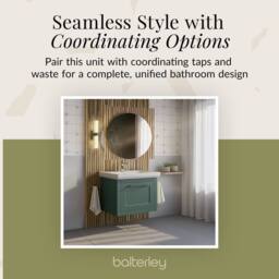 Balterley Wall Hung 1 Drawer Vanity Unit & 1TH Fireclay Basin, 600mm, Green - thumbnail 6